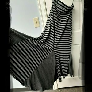 Gored Flaired Stripped Skirt